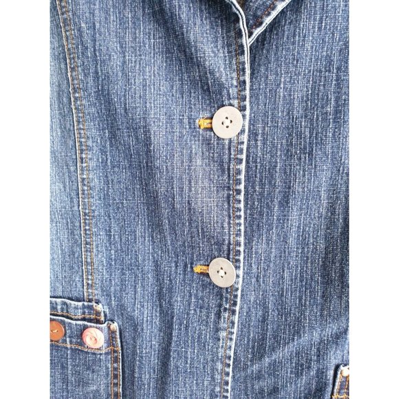 Chico's Design Blue Jean Jacket 12/14 Large Chicos Size 2 - Picture 4 of 9